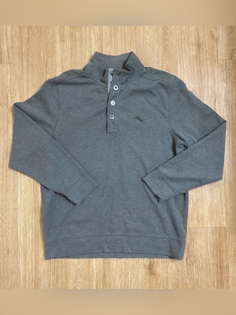 Tommy Bahama Gray Quarter-Button Pullover Sweater
